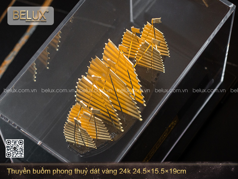 Thuyền Buồm Phong Thuỷ Dát Vàng 24k 24.5×15.5×19cm