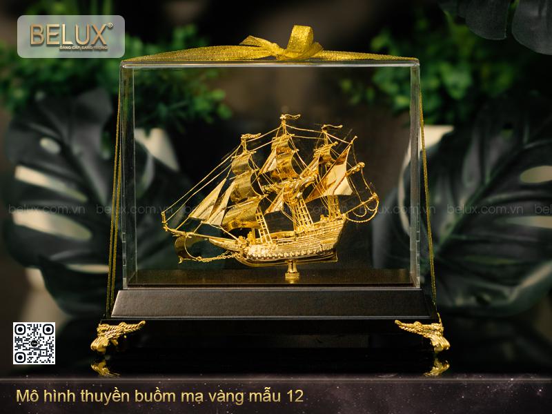 Mô Hình Thuyền Buồm Mạ Vàng 24k Mẫu 12