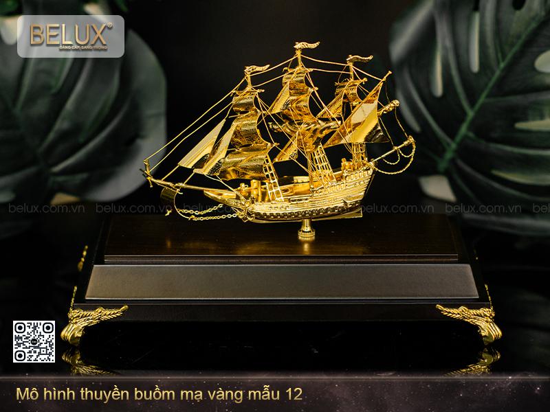 Mô Hình Thuyền Buồm Mạ Vàng 24k Mẫu 12