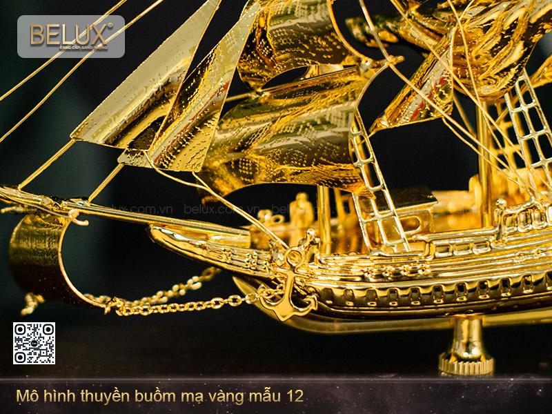 Mô Hình Thuyền Buồm Mạ Vàng 24k Mẫu 12