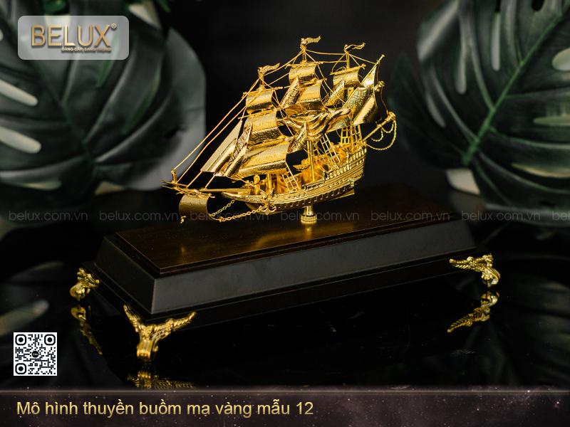 Mô Hình Thuyền Buồm Mạ Vàng 24k Mẫu 12