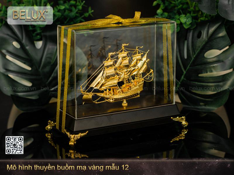 Mô Hình Thuyền Buồm Mạ Vàng 24k Mẫu 12