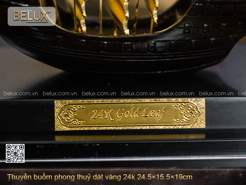 Thuyền Buồm Phong Thuỷ Dát Vàng 24k 24.5×15.5×19cm