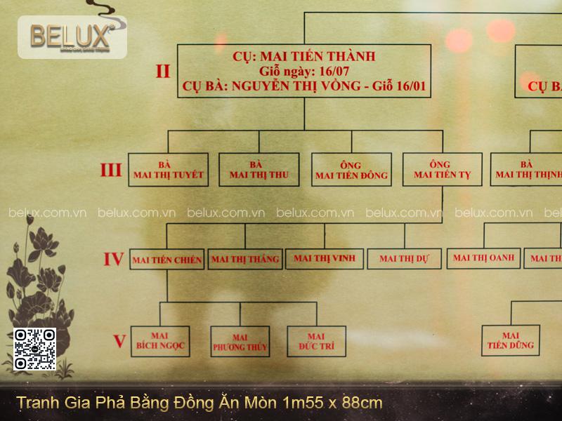 Tranh Gia Phả Bằng Đồng Khung Gỗ 1m55 x 88cm Thiết Kế Theo Yêu Cầu