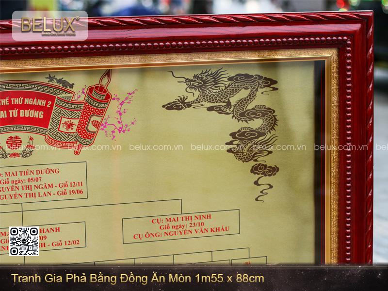 Tranh Gia Phả Bằng Đồng Khung Gỗ 1m55 x 88cm Thiết Kế Theo Yêu Cầu