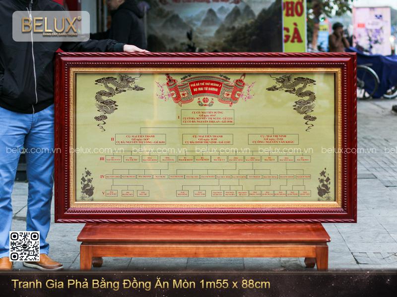 Tranh Gia Phả Bằng Đồng Khung Gỗ 1m55 x 88cm Thiết Kế Theo Yêu Cầu