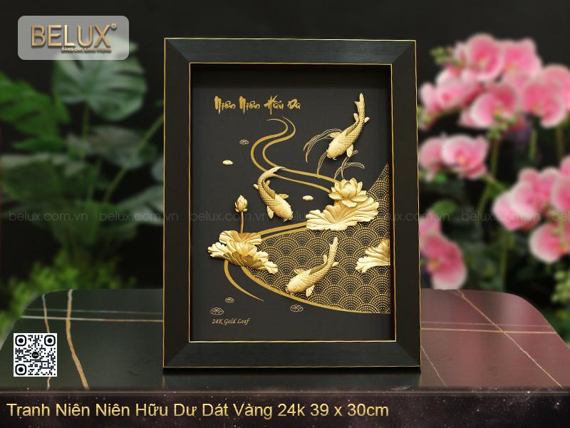 Tranh Niên Niên Hữu Dư Dát Vàng 24k 39x30cm