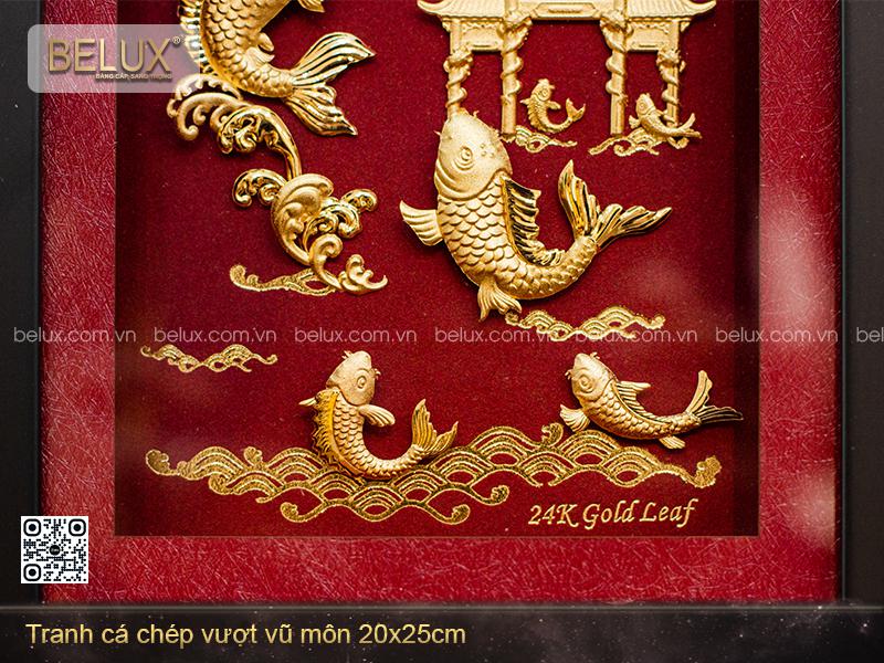Tranh Cá Chép Vượt Vũ Môn Dát Vàng 24k