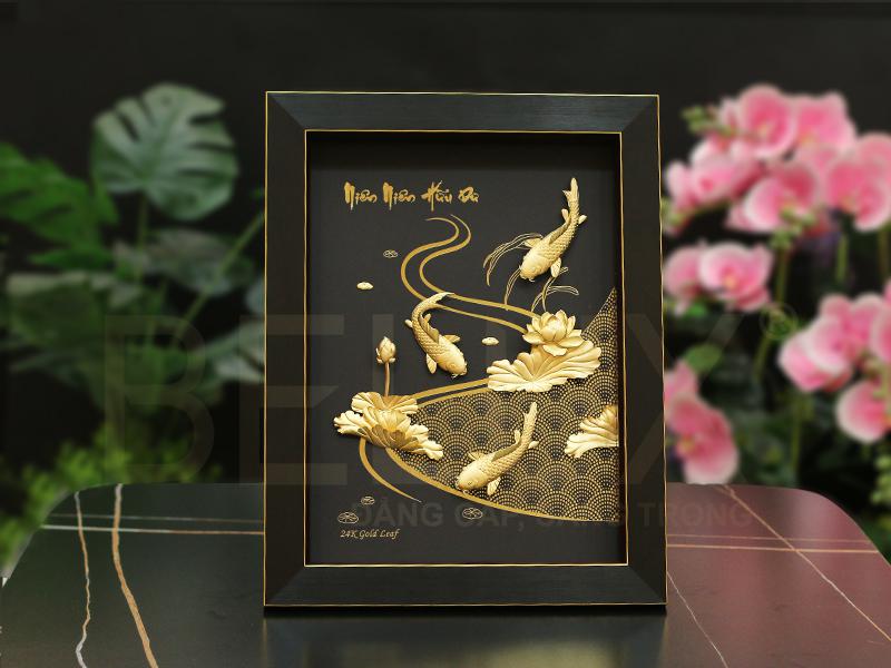 Tranh Niên Niên Hữu Dư Dát Vàng 24k 39x30cm