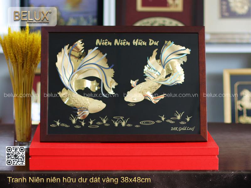 Tranh Niên Niên Hữu Dư Dát Vàng 24k