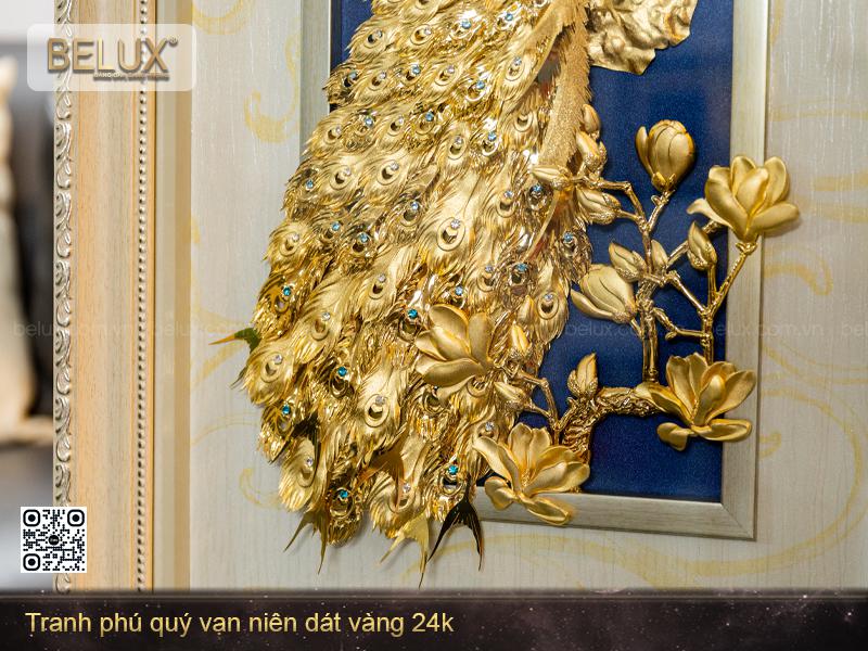 Tranh Phú Quý Vạn Niên Dát Vàng 24k – Khổ Dọc 81x43cm