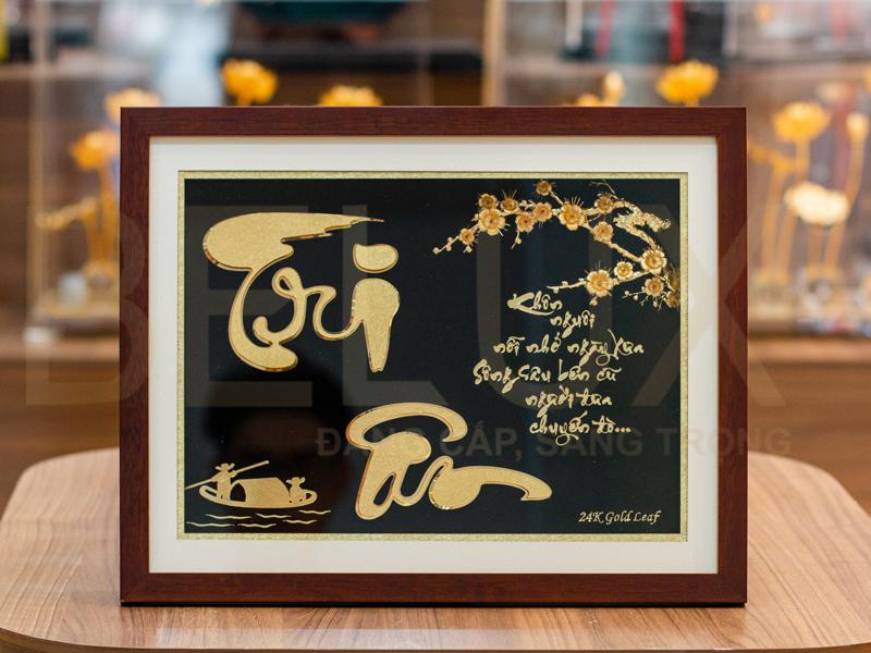 Tranh Chữ Tri Ân Dát Vàng 24k