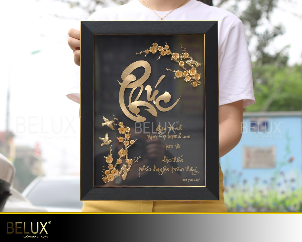 Tranh Chữ Phúc Thư Pháp Dát Vàng 24k