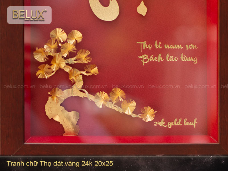 Tranh Chữ Thọ Dát Vàng 24k 25x20cm