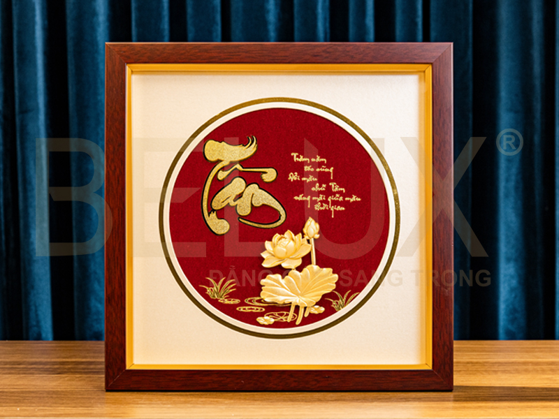 Tranh Chữ Tâm Dát Vàng 24k Kt 30x30cm