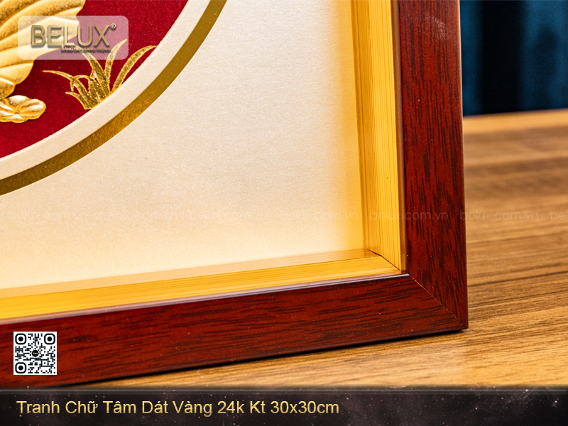 Tranh Chữ Tâm Dát Vàng 24k Kt 30x30cm
