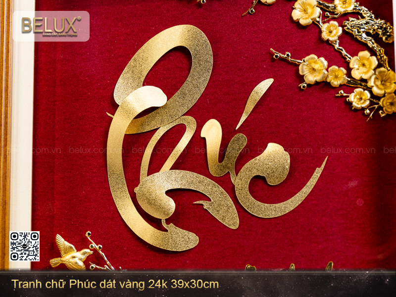 Tranh Chữ Phúc Thư Pháp Dát Vàng 24k