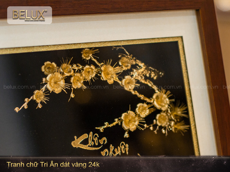 Tranh Chữ Tri Ân Dát Vàng 24k