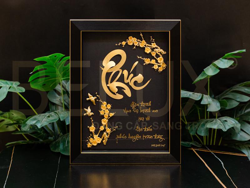 Tranh Chữ Phúc Thư Pháp Dát Vàng 24k