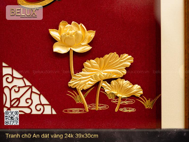 Tranh Chữ An Dát Vàng 24k Kt 39x30cm