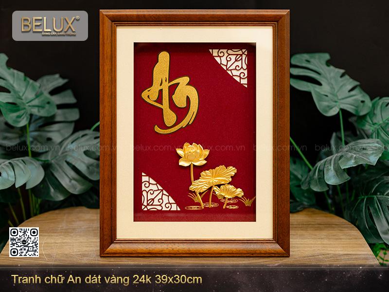 Tranh Chữ An Dát Vàng 24k Kt 39x30cm