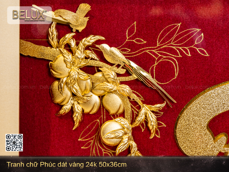 Tranh Chữ Phúc Dát Vàng 24k Kt 50x36cm