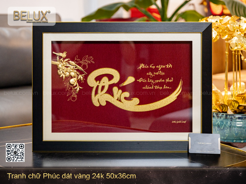 Tranh Chữ Phúc Dát Vàng 24k Kt 50x36cm