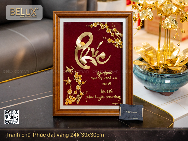 Tranh Chữ Phúc Thư Pháp Dát Vàng 24k