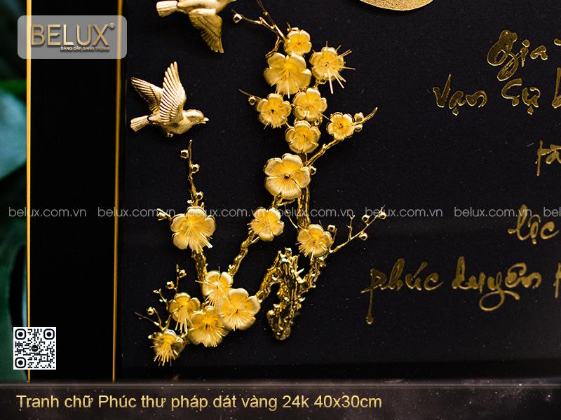 Tranh Chữ Phúc Thư Pháp Dát Vàng 24k