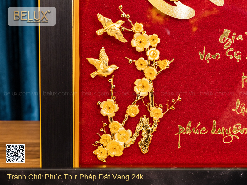 Tranh Chữ Phúc Thư Pháp Dát Vàng 24k