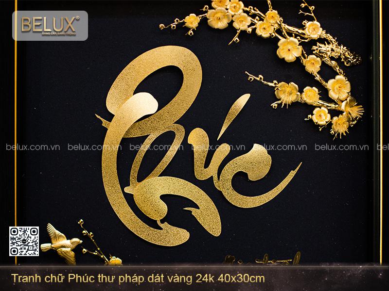 Tranh Chữ Phúc Thư Pháp Dát Vàng 24k