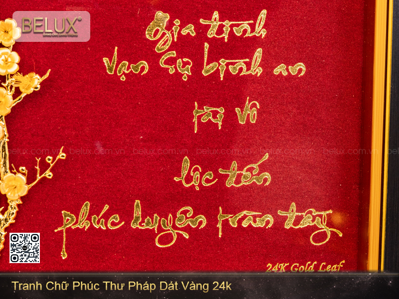 Tranh Chữ Phúc Thư Pháp Dát Vàng 24k