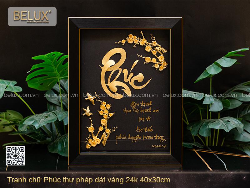 Tranh Chữ Phúc Thư Pháp Dát Vàng 24k