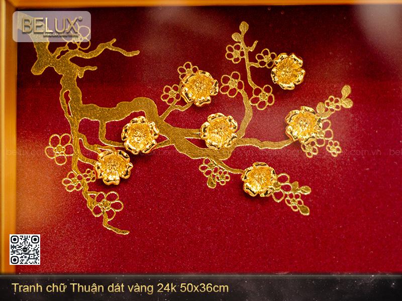 Tranh Chữ Thuận Dát Vàng 24k Kt 50x36cm