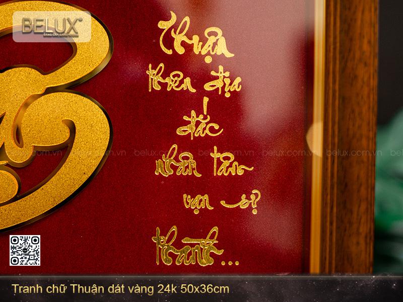 Tranh Chữ Thuận Dát Vàng 24k Kt 50x36cm