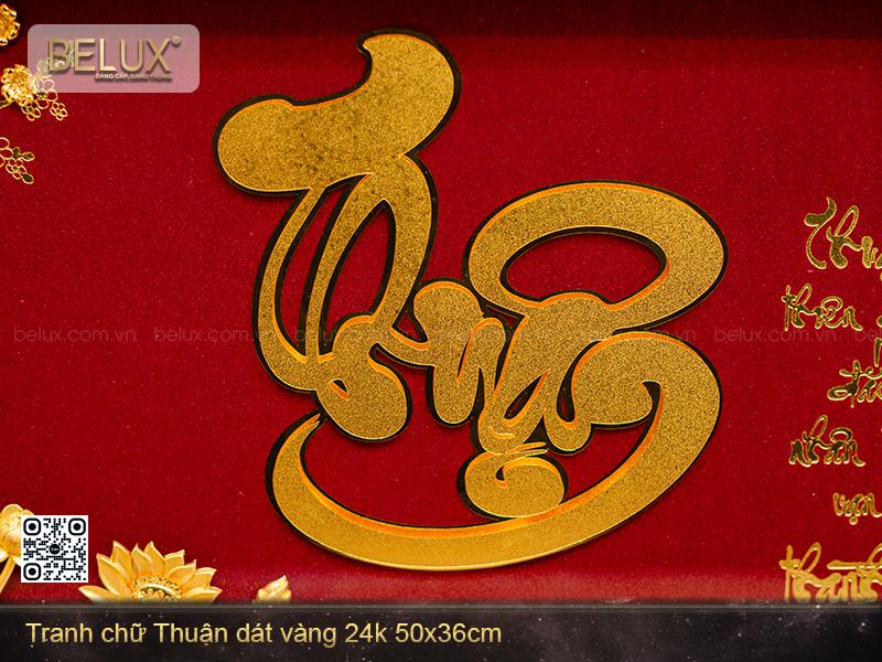 Tranh Chữ Thuận Dát Vàng 24k Kt 50x36cm