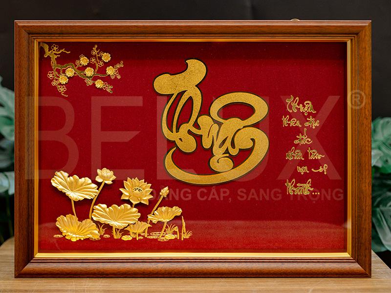 Tranh Chữ Thuận Dát Vàng 24k Kt 50x36cm