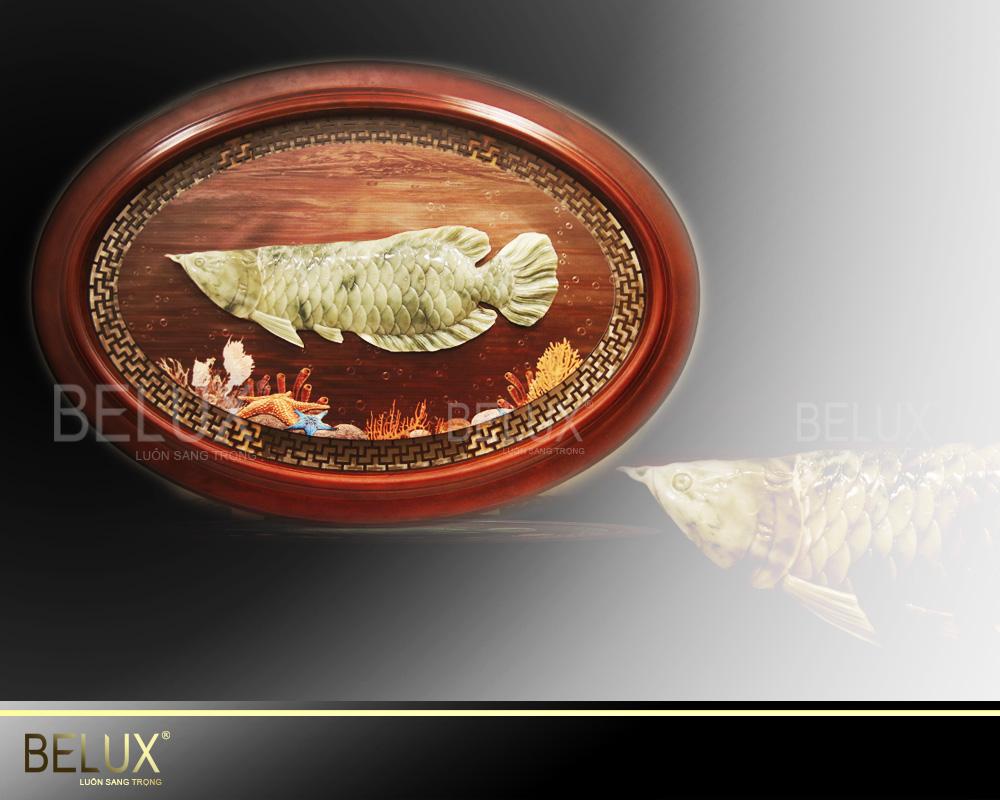 Tranh đá quý thạch anh cá rồng 70cm x 1m