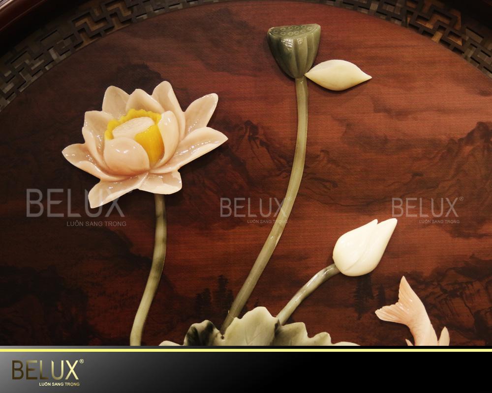 Tranh đá quý thạch anh Song ngư cát hạnh 88cm