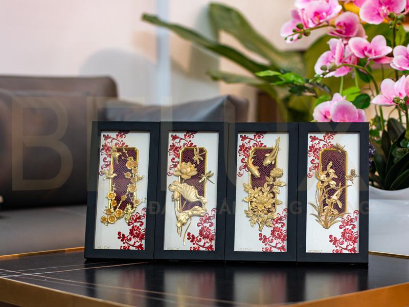 Bộ Tranh Tứ Quý Dát Vàng 24K