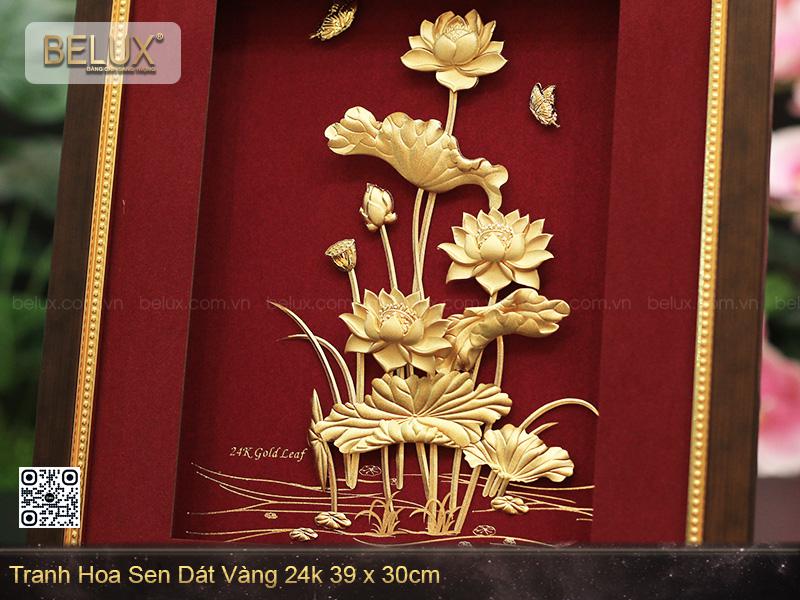 Tranh Hoa Sen Dát Vàng 24k 39x30cm
