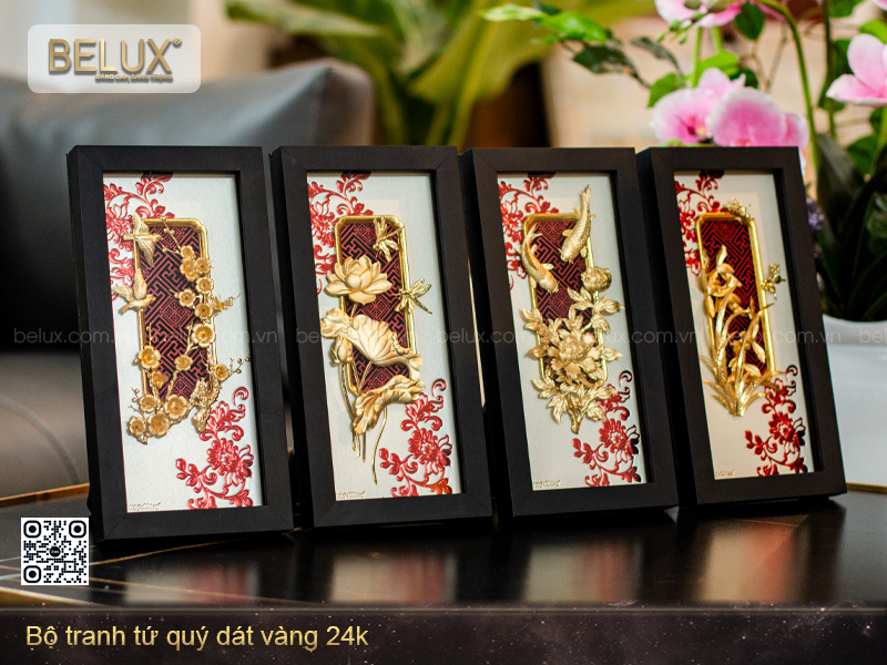 Bộ Tranh Tứ Quý Dát Vàng 24K