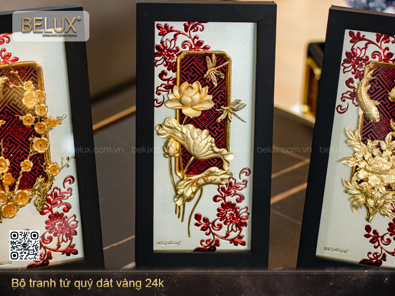Bộ Tranh Tứ Quý Dát Vàng 24K