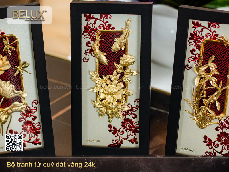 Bộ Tranh Tứ Quý Dát Vàng 24K