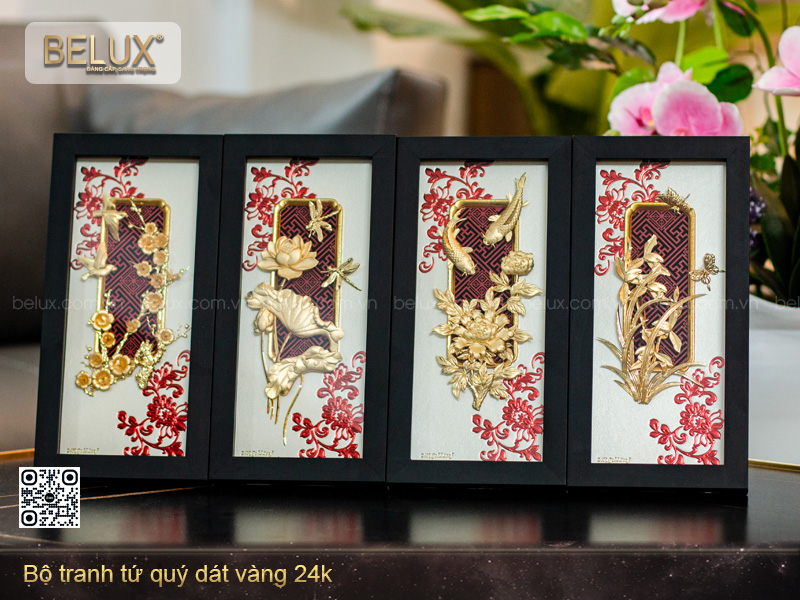 Bộ Tranh Tứ Quý Dát Vàng 24K