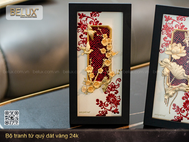 Bộ Tranh Tứ Quý Dát Vàng 24K
