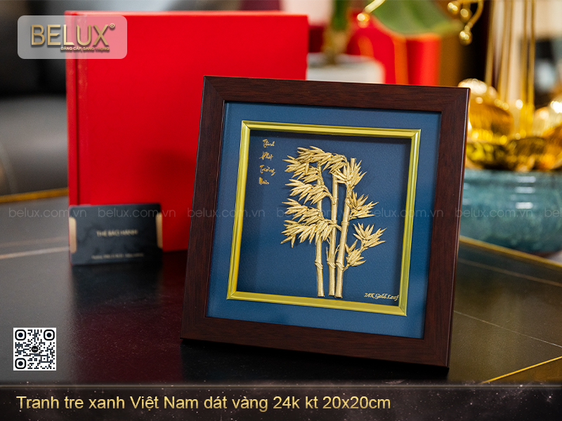 Tranh Tre Xanh Việt Nam Dát Vàng Kt 20x20cm