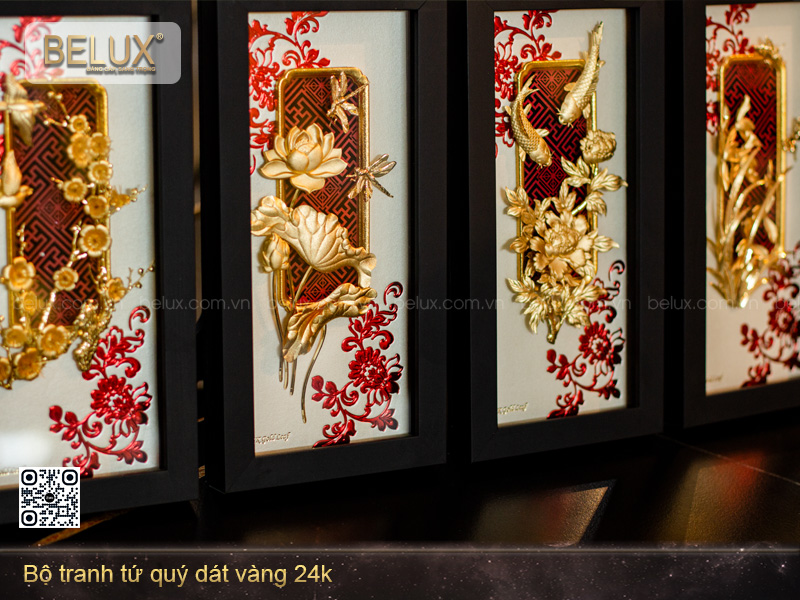 Bộ Tranh Tứ Quý Dát Vàng 24K
