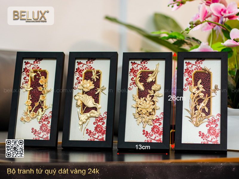 Bộ Tranh Tứ Quý Dát Vàng 24K
