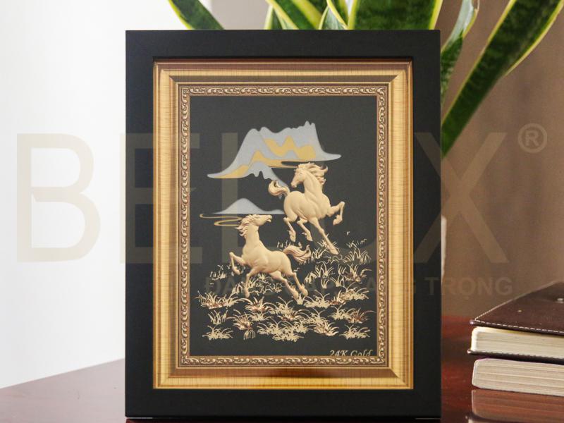 Tranh Quà Tặng Mã Đáo Thành Công Dát Vàng 24k Mẫu 1